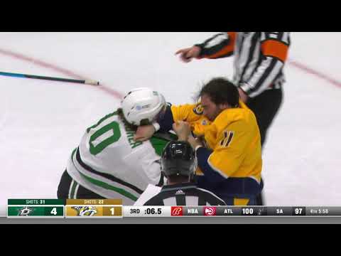 NHL Fight - Stars @ Predators - Dellandrea vs Kunin - 01 04 2021