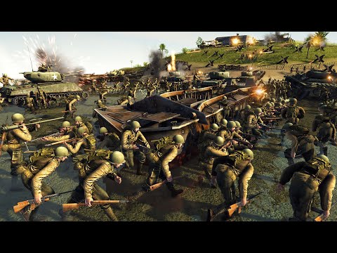 5,000 US Marines IWO JIMA Beach Invasion! - Men of War WWII: Battle Simulator