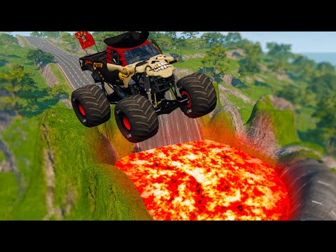 Monster Trucks Vs Giant Lava Volcano | BeamNG.Drive | Wills World