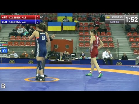 Semifinal FW - 55 kg: Alena KOLESNIK (AZE) df. Zalina SIDAKOVA (BLR), 8-4