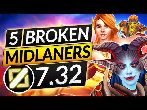 5 MOST BROKEN MIDLANERS of 7.32 - Position 2 Tips to RANK UP FAST - Dota 2 Guide