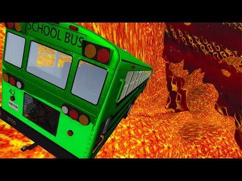 BeamNG drive - Leap Of Molten Car Jumps & Falls Into Hot Lava