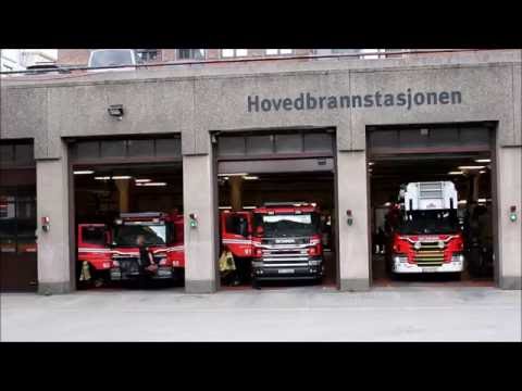 Oslo Brannvesen Hovedbrannstasjon 9 til en bygning brann / Oslo Fire Brigade to a structure fire