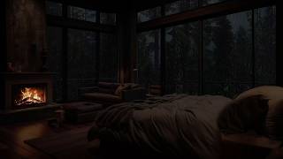 Cabana aconchegante com lareira | Sons naturais de chuva para ajudar a dormir bem e relaxar
