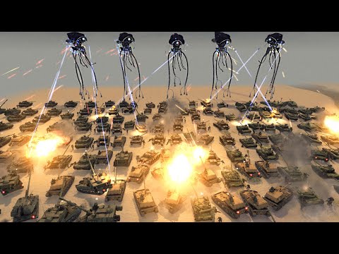 5 Giant Tripods VS Every Army on Earth!? - Call to Arms: War of the Worlds Mod Battle Simulator