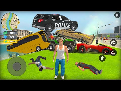 Passenger Transport Bus Monster Truck Hovercraft Police Officer Car Chase SIM - Android Gameplay.