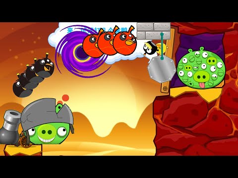 Angry Birds Collection Cannon 3 - DESTROY THE STONE DOOR TO HIT THE 100 EYES PIGGIES INSIDE!