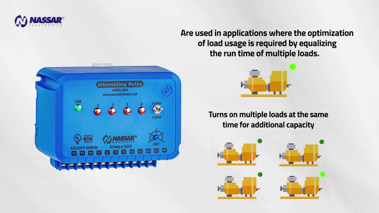Alternating Relay up to 4 loads: Function and Wiring Diagram