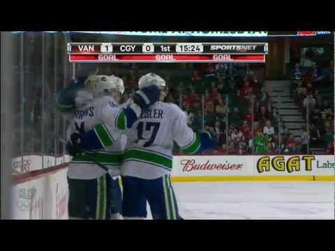 Canucks at Flames - Alex Burrows 1-0 Goal - 04.05.12 - HD