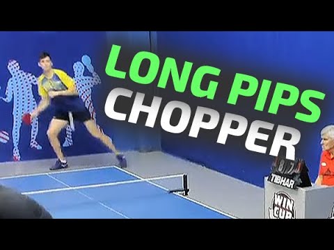 long pips thin sponge chopper: Junchik Valentin, 40+ chopping technique