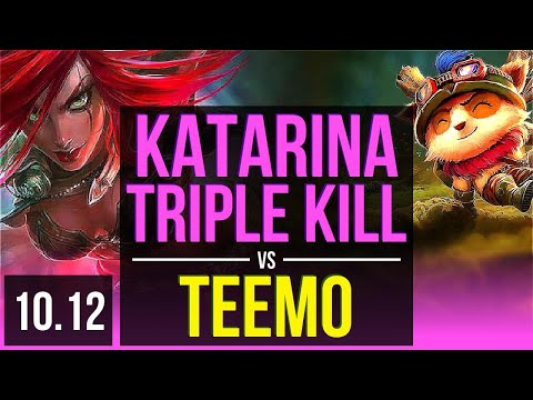 KATARINA vs TEEMO (MID) | 1.1M mastery points, Triple Kill, 2 early solo kills | KR Master | v10.12