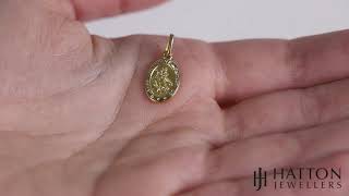 9ct Yellow Gold Oval St. Christopher Protect Us Pendant - 20mm