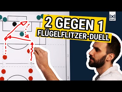 Fußballübung: Ausspielen einer Überzahl im 2 gegen 1