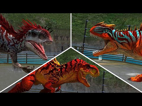 T REX VS INDOMINUS REX VS METRICANTHOSAURUS - BATTLE || JURASSIC WORLD THE GAME