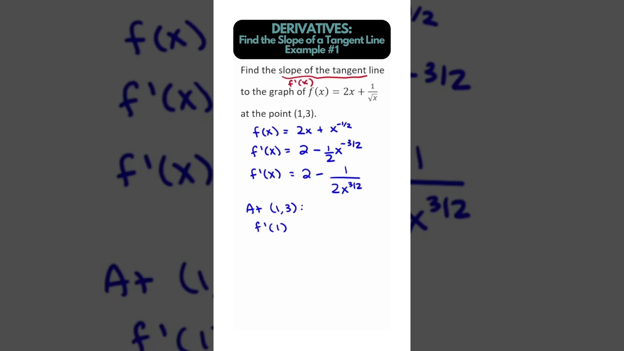 DERIVATIVES: Finding the slope of a tangent line #maths #apcalculus #calculus #derivatives