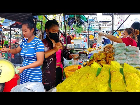 Best Fresh Spring Rolls, Yellow Pancakes and Noodles - Amazing Street Food Cambodia