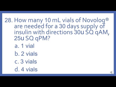 PTCB PTCE Practice Test Question 28 - Insulin Days Supply Math (Pharmacy Technician CPhT Test Prep)