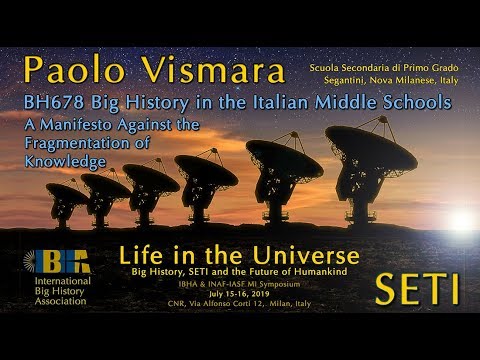 Paolo Vismara, BH678 Big History in the Italian Middle Schools
