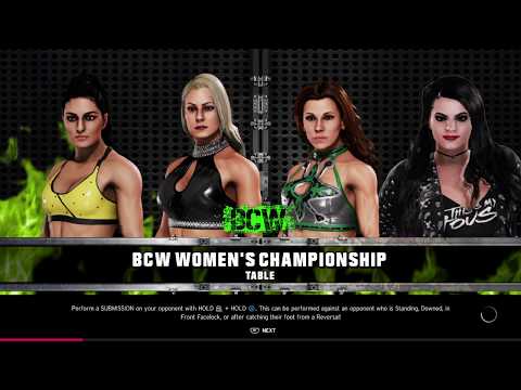 WWE 2K20 Paige VS Mickie James,Sonya Deville,Maryse Fatal 4-Way Tables Match BCW Women's Title