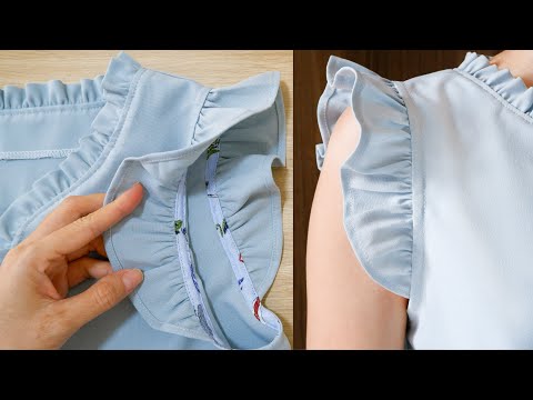 How To Sew Ruffle Sleeve Neatly | Sleeve Sewing Technique For Beginners | Thuy Sewing