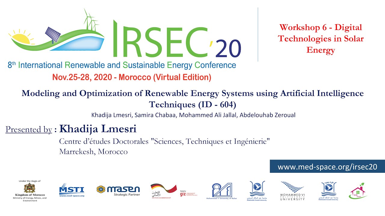 604 - Modeling and Optimization of Renewable Energy Systems using Artificial Intelligence Techniques