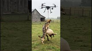 Two Wolves Latch onto a Sheep on a Drone — Farmer Rushes to Save It! #shorts  #animals