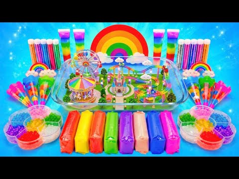 Make giant rainbow slime 🌈💖 soft stretchy fun ✨