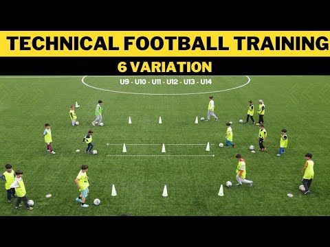 Technische Fußballtrainingsübungen | 6 Variationen | U9 - U10 - U11 - U12 - U13 - U14 |