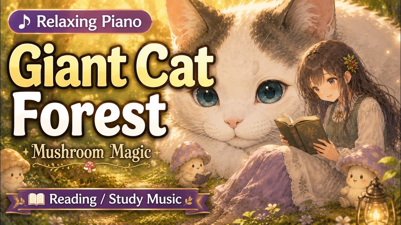 でっかい猫ときのこの森 🍃 癒し・読書用 PianoBGM