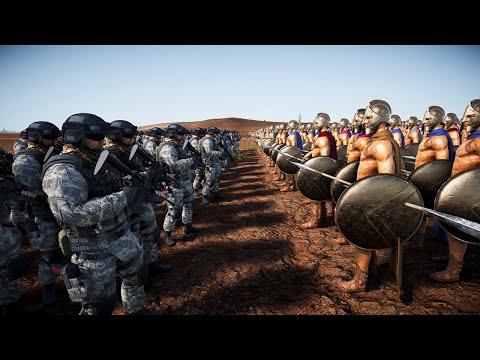 100 Modern US Soldiers vs 10,000 Spartans — Ultimate Epic Battle Simulator 2