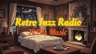 Vintage Oldies 1940s Playing in Another Room ❄️ Cozy Snowy Night Ambience