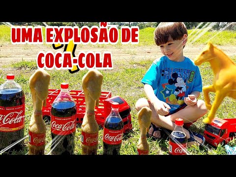 Fazendinha do Felipe Canopf Experimento Coca-cola e Mentos | Cavalo Caminhã | Toy Farm Truck |
