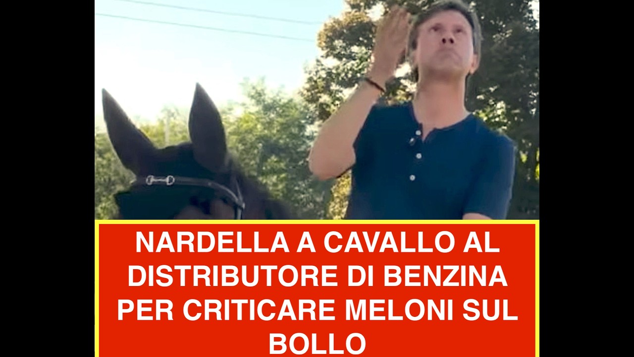 NARDELLA A CAVALLO AL DISTRIBUTORE DI BENZINA PER CRITICARE MELONI SUL BOLLO
