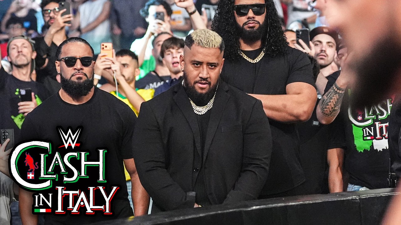 Solo Sikoa stares down Roman Reigns after Tribal Combat: WWE Clash in Italy 2026 highlights