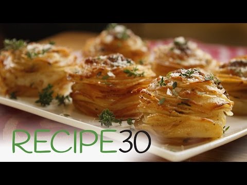 Layers of crispy, buttery Parmesan POTATO STACKS - By RECIPE30.com