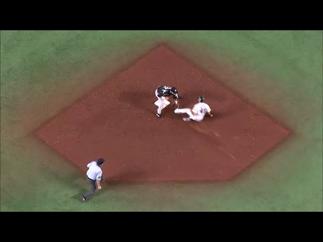 【5回裏】巧い!! 速い!! ドンピシャ!! マリーンズ・田村のストライク送球で盗塁阻止!! 2016/8/28 H-M