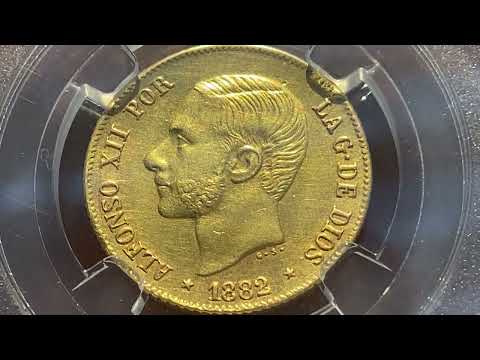 1882 Spanish Philippines 4 P Gold Coin - Alfonso XII - SUPER RARE!