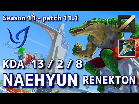 【韓国サーバー/M1】CGA Naehyun レネクトン(Renekton) VS ゾーイ(Zoe) MID - Patch11.1 KR Ranked【LoL】