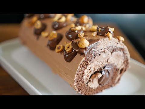 Nutella and Hazelnut Yule Log