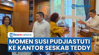 Momen Hangat Seskab Bertemu Eks Menteri KKP Susi Pudjiastuti, Teddy Rebutan Coklat dengan Pegawai