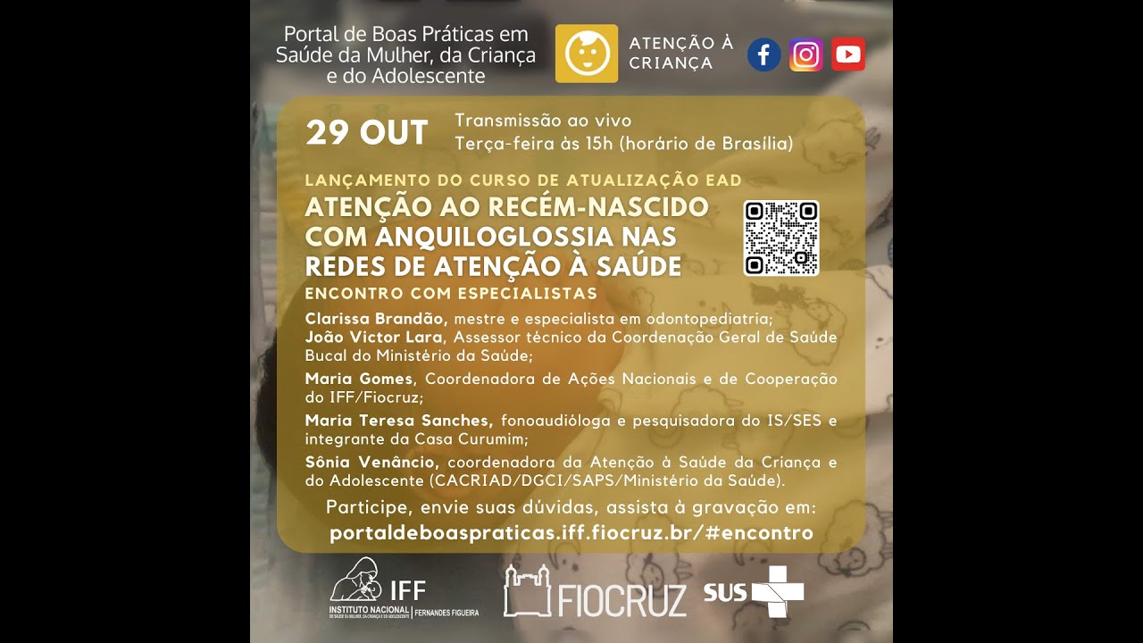 Encontro com Especialistas 29/10/2024 Atenção ao RN com anquiloglossia nas Redes de Atenção à Saúde