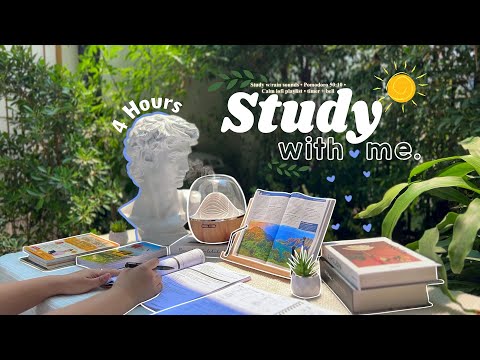 🕊️4-HOUR  Study With Me • Rain sounds🌧️ + Lofi bgm • Pomodoro 50-10 • Day209🌲