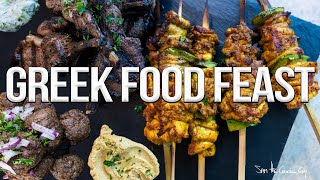 Greek food feast - ft. Grilled chicken, lamb + beef! Sam the cooking guy 4k