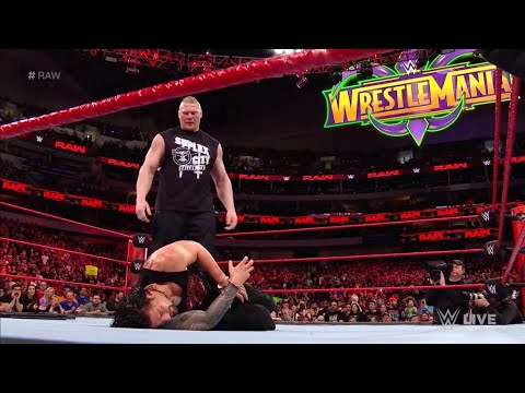Brock Lesnar attack Roman Reigns - WWE Raw 19 March 2018