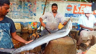 30 KG Massive KOLA Fish Cutting & Chopping Kasimedu Fish Market | ₹3500/ - $45 |Fastest Fish Cutting video