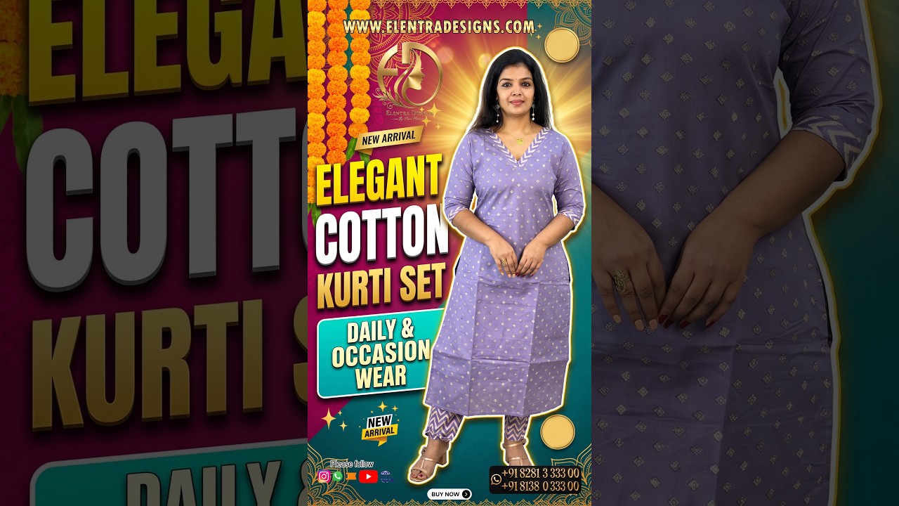 Elegant Cotton Kurti Set for Women | Daily & Occasion Wear | Elentra Designs