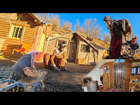 She Keeps Building Despite the Worry ❄️ Nomadic Mother in Winter Mountains