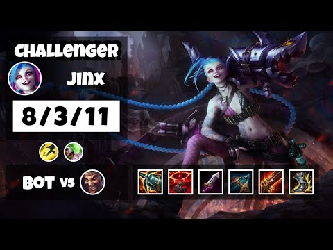 Jinx Bot Lane 11.8 Challenger Gameplay Replay S11 (8/3/11) - NA