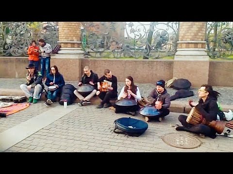 Improvised jam session - handpans, guitar, djembe, darbuka and pennywhistle!