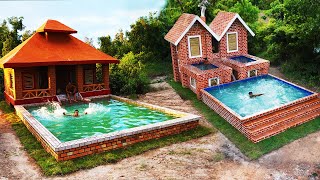 [Top 2 Videos] Build Brik Swimming Pool And Mud Hut Design In Forest For Living Two Man